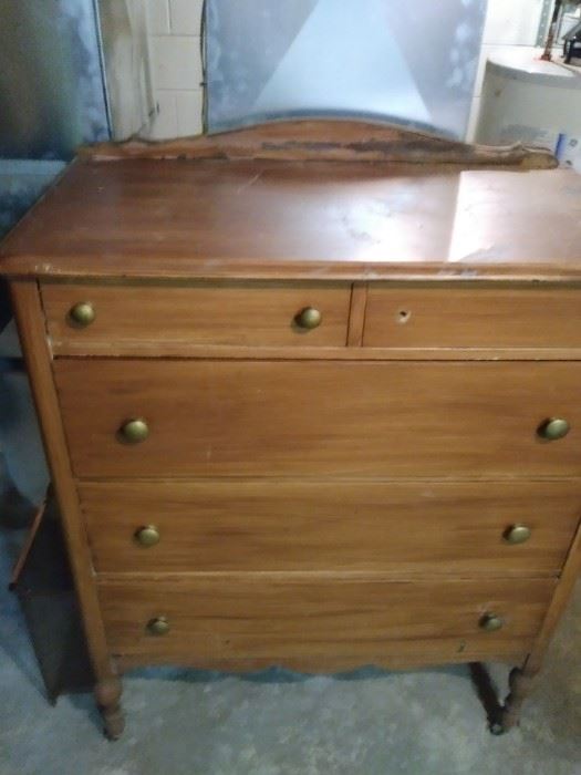 Two over three wooden dresser