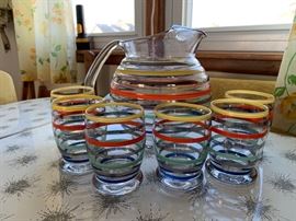 Vintage Rainbow stripe juice set