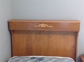 Beautiful oak lighted twin headboard. (mattress not for sale)