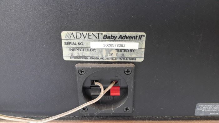 Vintage Baby Advent II speakers.