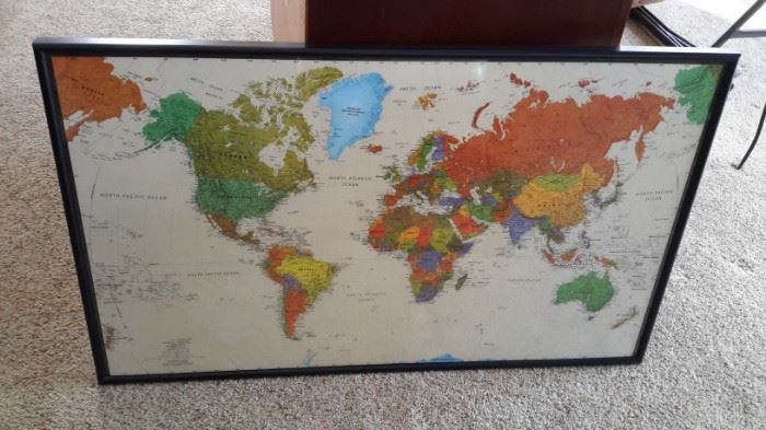 Framed world map.