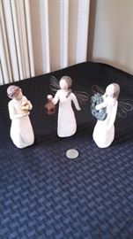 Willow Tree figurines. L to R: "Keepsake", "Angel of Hope",  and "Angel of Winter".