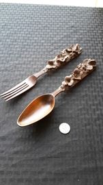 Beautifully wood carved fork and spoon.