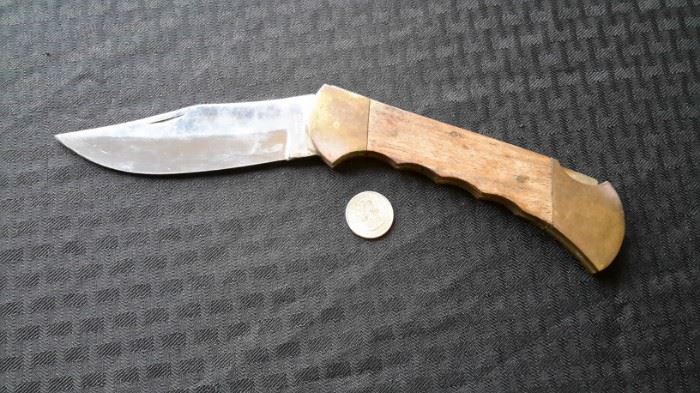 Large stainless steel knife from Pakistan with wood handle