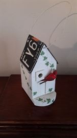 Bird house with license place roof