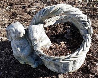 Concrete bunnies with basket