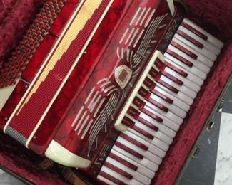 Vintage 1950's red marble Renelli accordion 