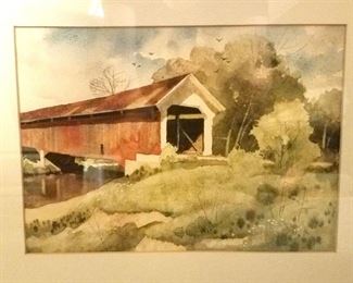 Covered bridge watercolor