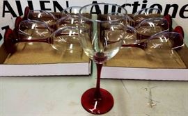Red Stem White Wine Glasses