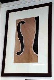 "F-Hole Guitar" Art, Framed