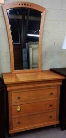 3-Drawer Blonde Dresser with Matching Beveled Mirror        