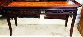 Vintage Sofa Table, Burl Wood Top