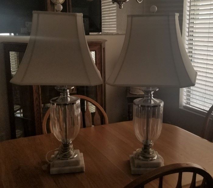 2 Glass with Mable Base Lamps