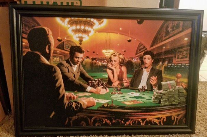 Elvis playing poker framed picture
