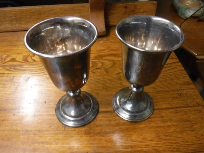 2 silver chalices wine cups be super fancy