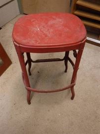 Red metal stool