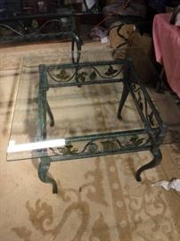 Set of 3 Ornate metal based glass top coffee table ...
