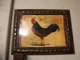Wood framed rooster picture