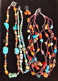 Turquoise and multi strand necklaces 