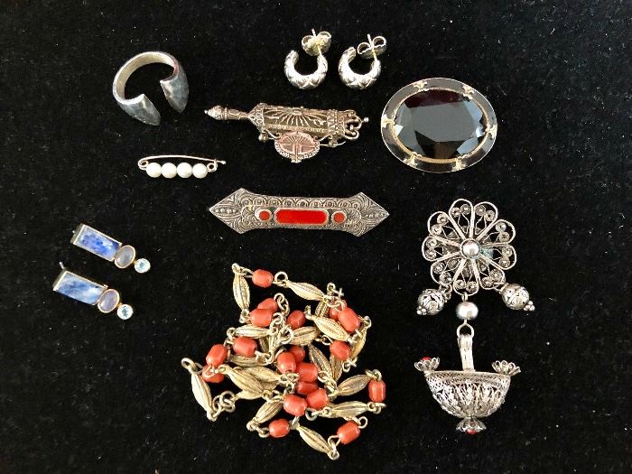 Vintage pins, mourning pin, and more
