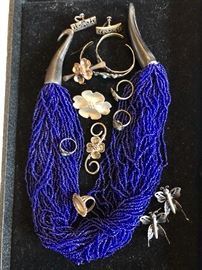 Multi strand beaded necklace, dogwood flower jewelry