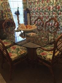 Rattan Glass Top Dining Set