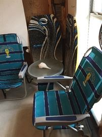 Tony Bahama Beach Chairs, Boogie Boards, Table