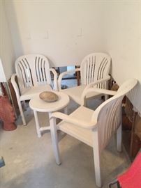 Plastic Chairs and Table Patio