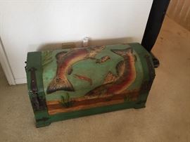 Hand Carved and Painted Fish Chest