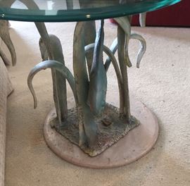 Sculpted Glass Top End Table