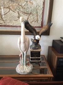 Sculpted Egret, American Eagle, Rattan Sofa Table