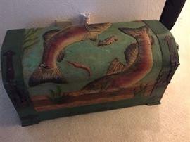 Hand Carved and Painted Fish Chest