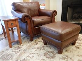 LEATHER CHAIR AND OTTOMAN