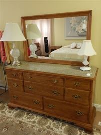 MATCHING MARBLE TOP SET OF BEDROOM FURNITURE