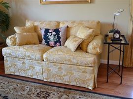 Ethan Allen yellow damask loveseat