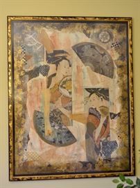 Large scale Asian-inspired artwork signed "Augustine"