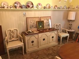 Matching Prince Howard Side Chairs excellent shape w white provincial cabinet very nice