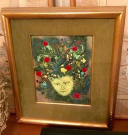 Hedy Gershman (Lindi) title Green Face. Rare porcelain/copper artwork