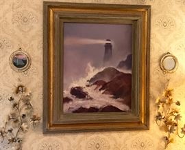 Artist signed Lighthouses painted by JEAN