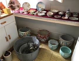 Washtubs/Large Decorative Pots/Counter full Collectible porcelain