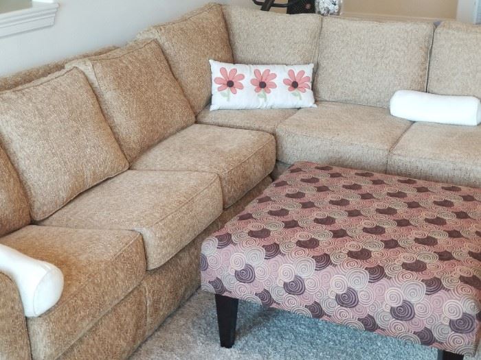 beautiful sectional with sleeper, ottoman sold separately, this is gorgeous and reduced by 30% Friday!