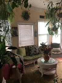 Sunroom rattan furniture. PLANTS