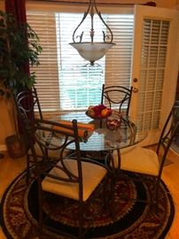 Dinette set with metal base and chairs