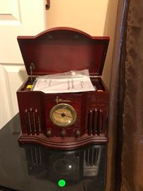 CD player in old timey case