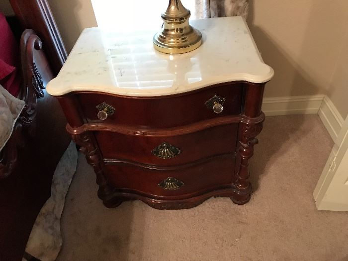 repro Victorian bedroom suite. this is one of a pair nightstands