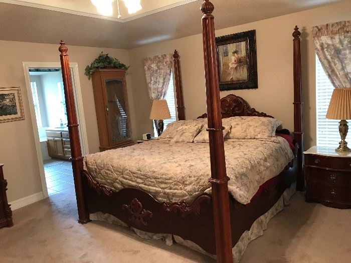 king four-poster, with matching nightstands and dresser