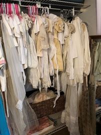 Antique baby clothes and ladies blouses/dresses, mostly Edwardian era
