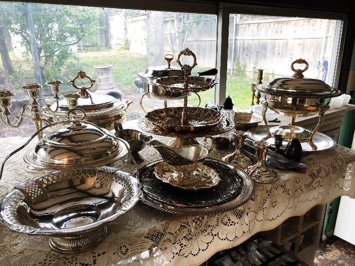 Silver serving dishes