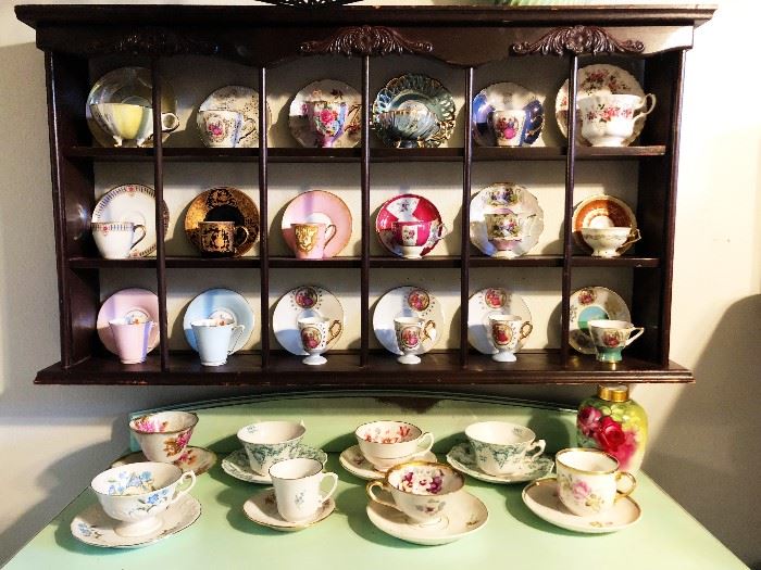 Vintage tea cup collection, several hand-painted