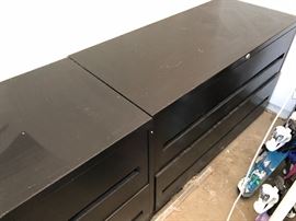 3 extra large black file cabinets (2 drawer, 30" wide lateral files with lock)